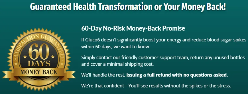 Gluco6 Money back guarantee