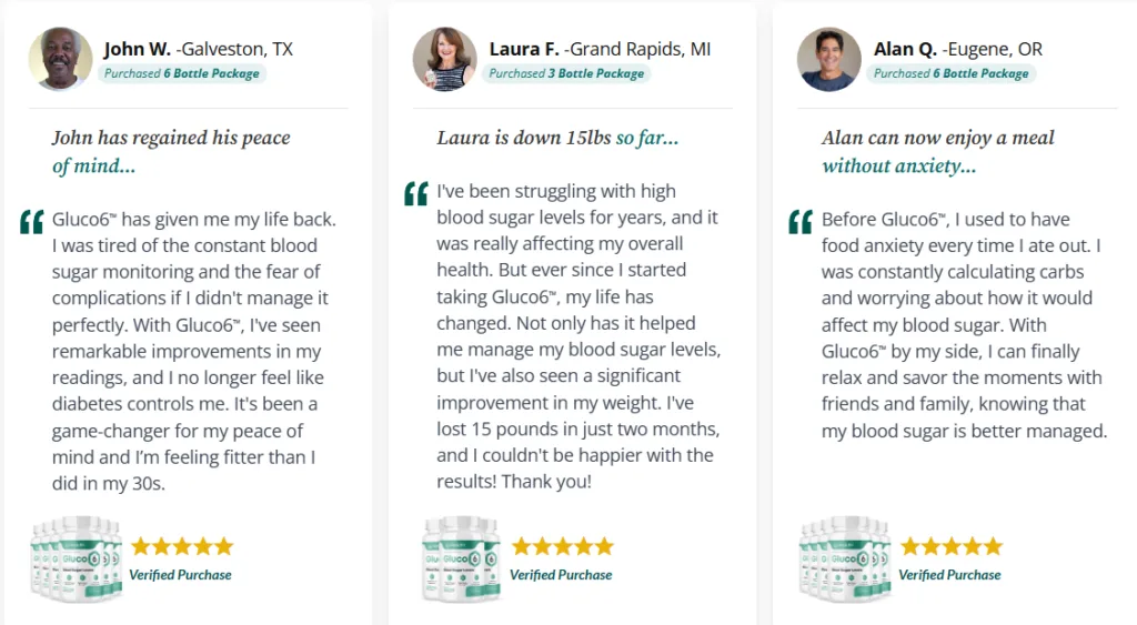 Gluco6 Testimonials