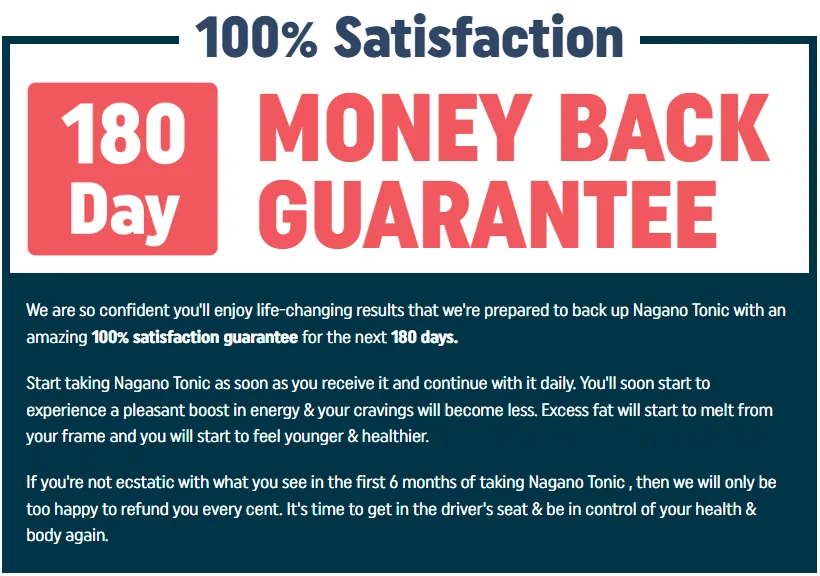 Nagano Tonic Money back guarantee